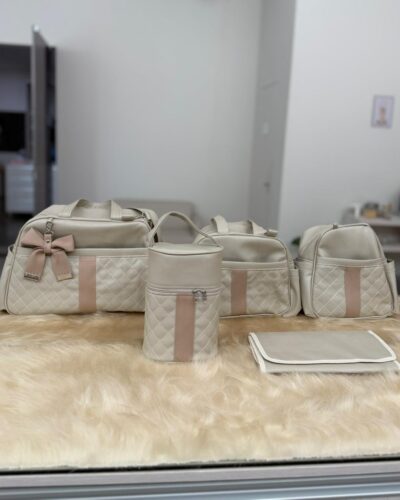 KIT BOLSA PREIMUM BEGE 5 PEÇAS