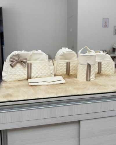 KIT BOLSA PREMIUM OFF COM BEGE 5 PEÇAS