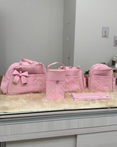 KIT BOLSA PREMIUM ROSA 5 PEÇAS