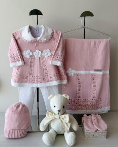 Saída Maternidade Vestido Rendado Rosa Pupurri